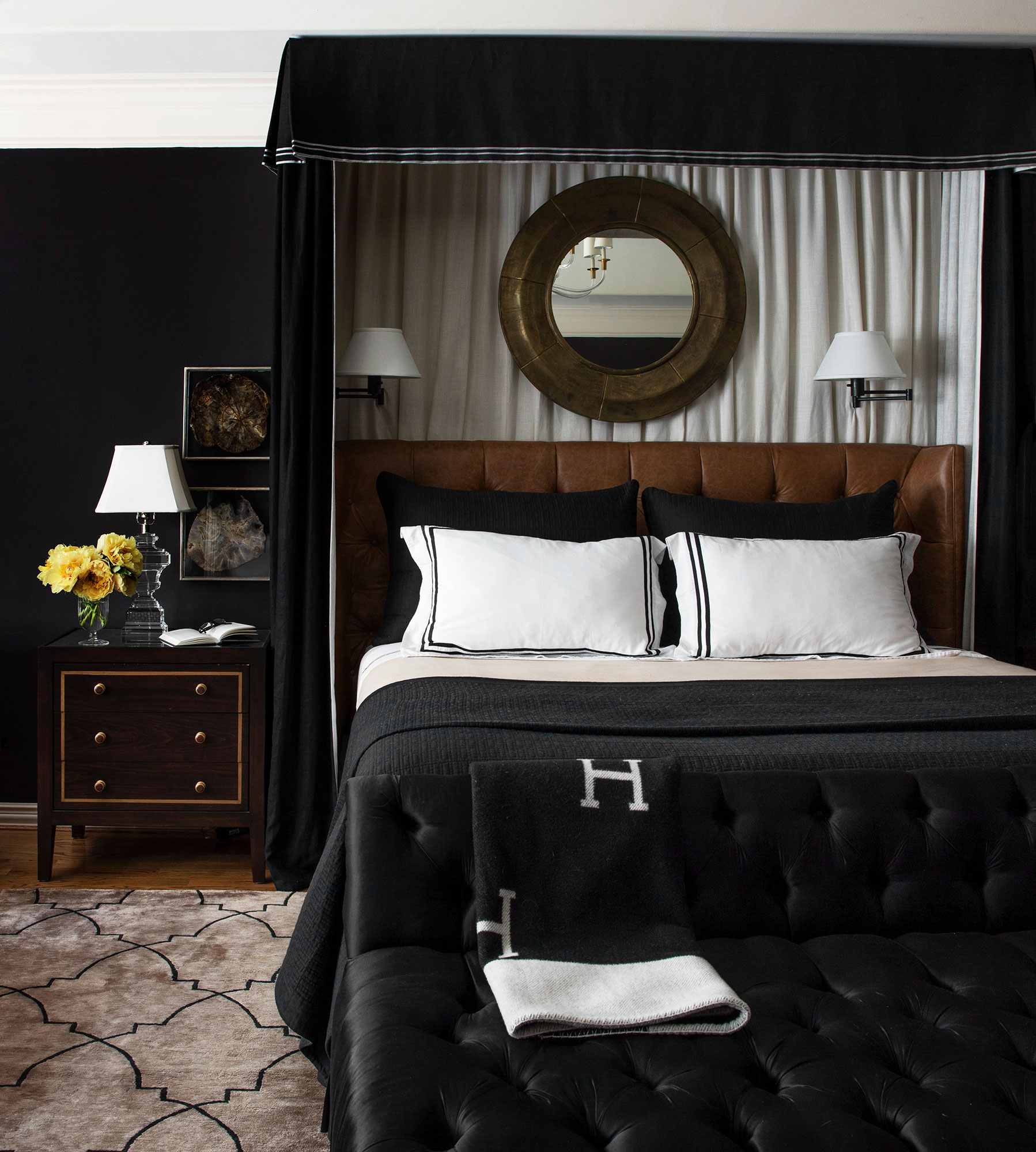 Black bedroom Interiors Photography - Julie Soefer Photography